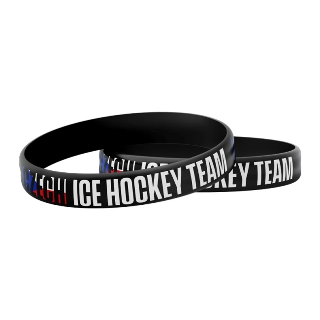 Silicon bracelet Flag for kids black with flag Czech hockey CH